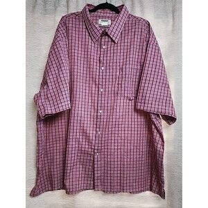 DUKE HABAND Men's 4XL SNAP BUTTON RED PLAID SHORT SLEEVE SHIRT